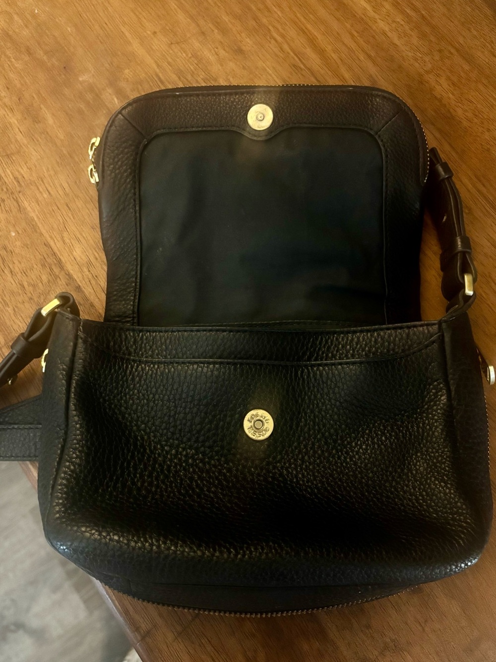 Fossil Brown Leopard-Print and Black Leather Crossbody Bag - Picture 4 of 4
